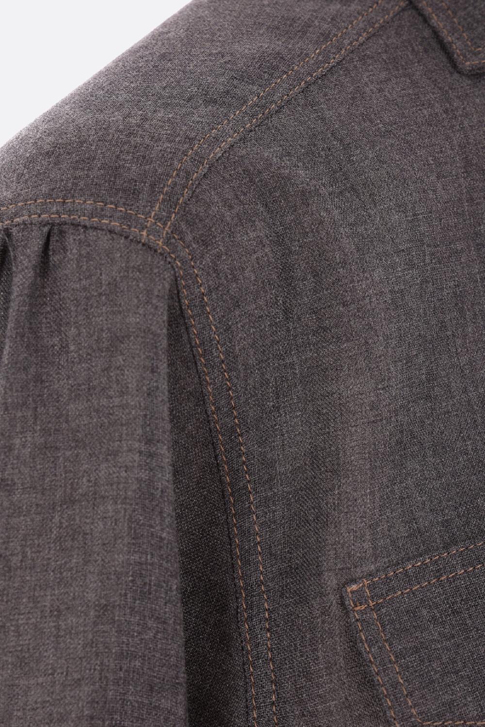 BRUNELLO CUCINELLI Camicia In Organza Di Lana Con Shiny Cuffs