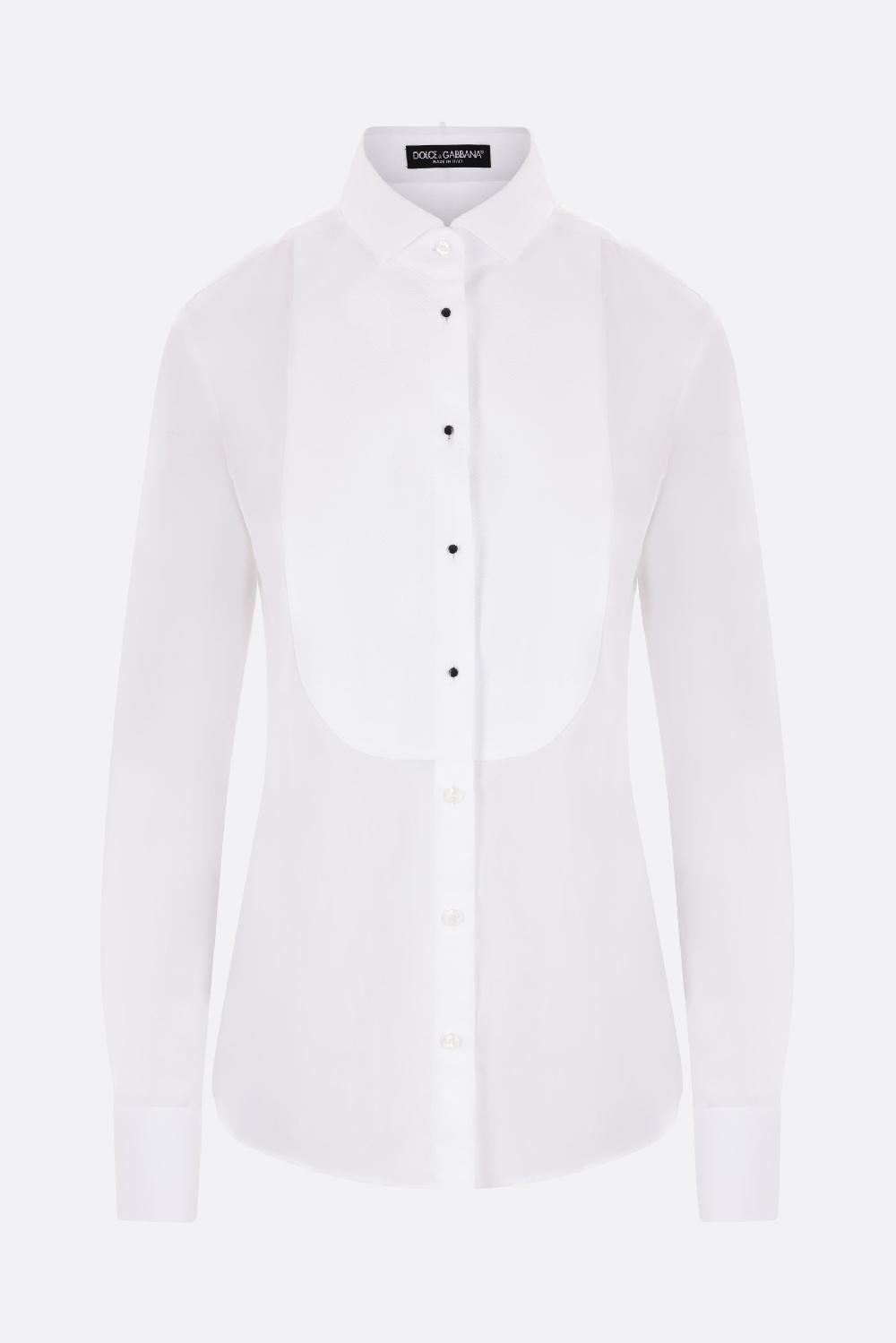 DOLCE & GABBANA camicia in popeline con plastron in piquet