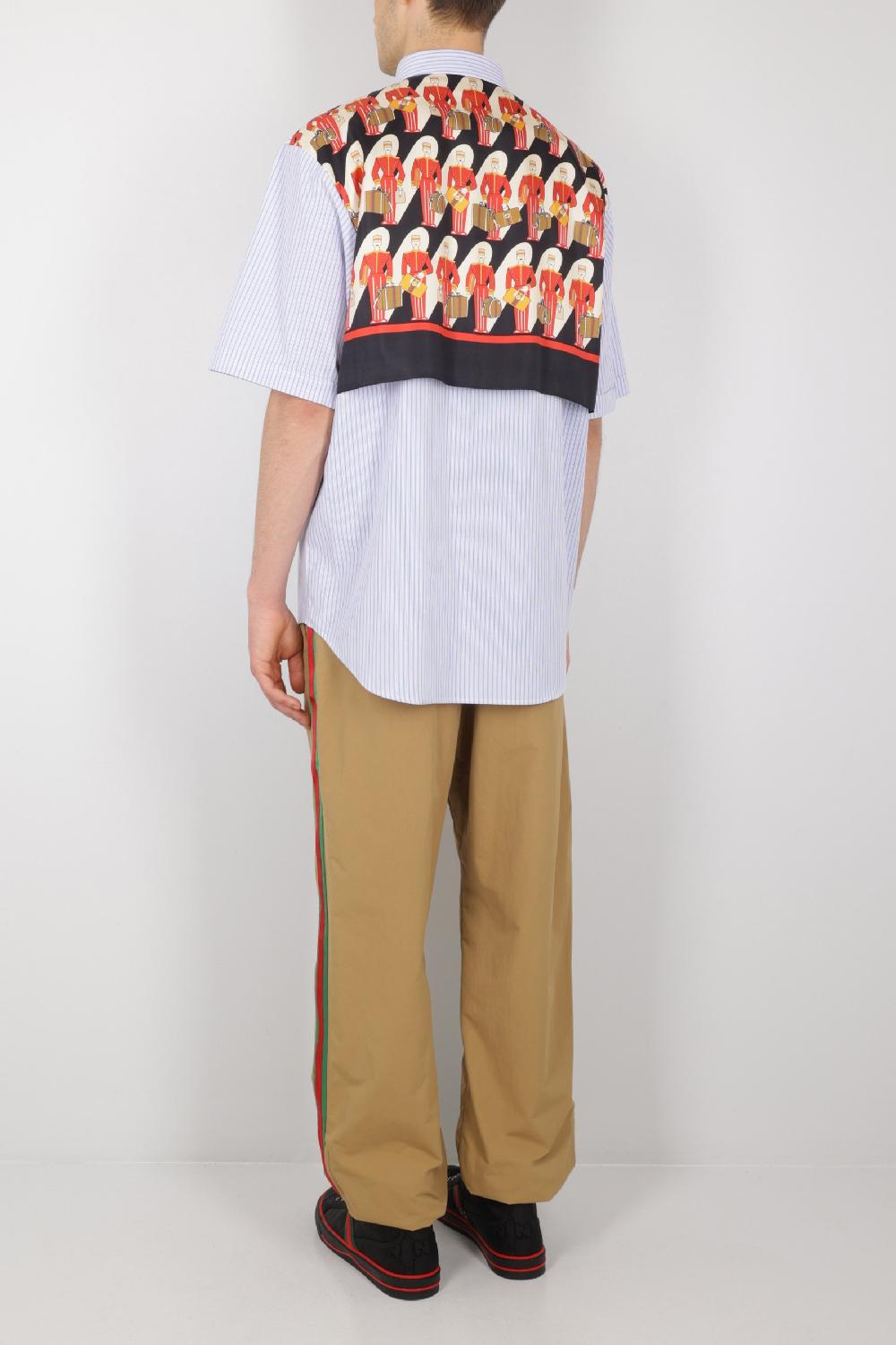 GUCCI Camicia In Popeline Ricamo Logo GG E Carré Stampato