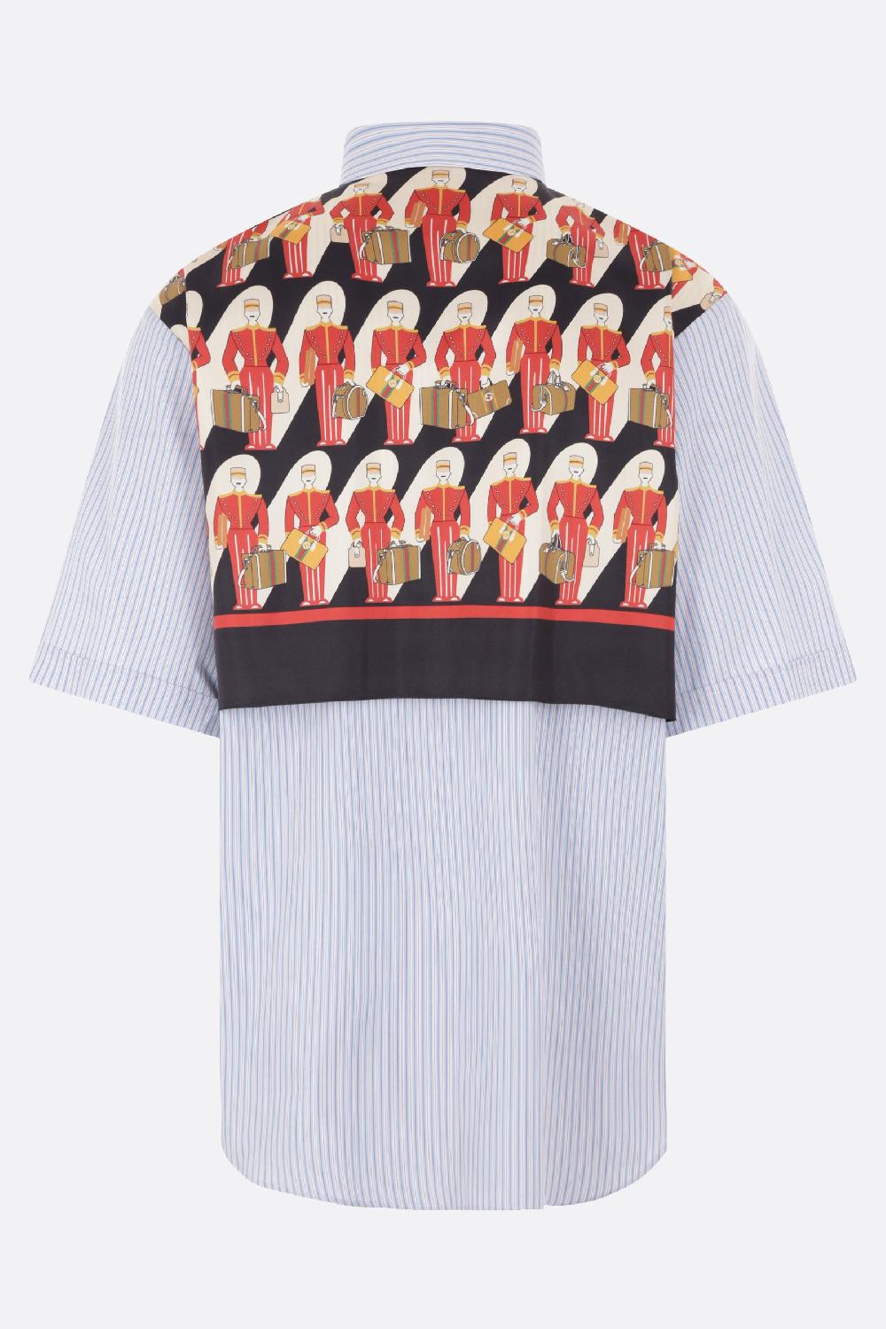 GUCCI Camicia In Popeline Ricamo Logo GG E Carré Stampato