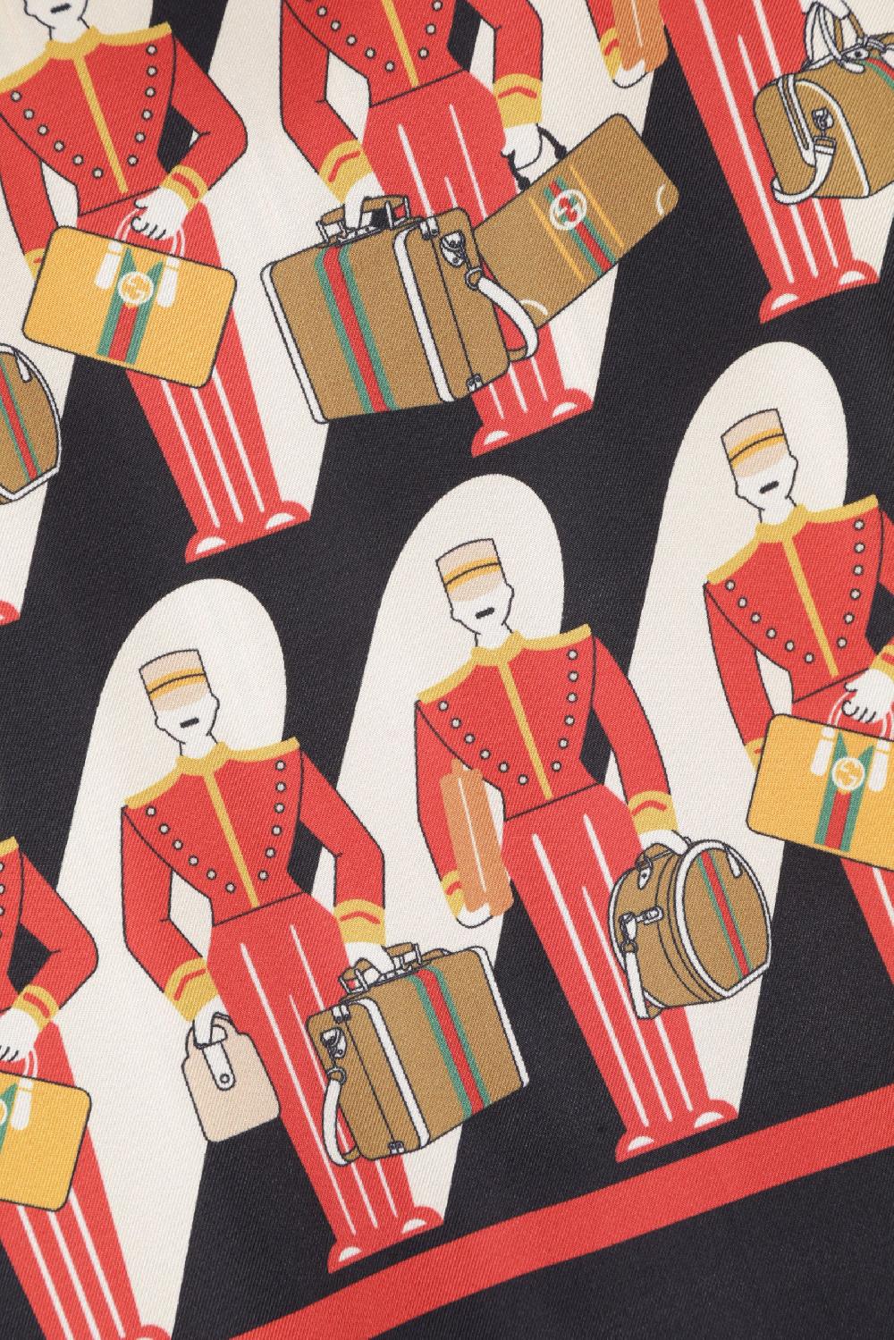 GUCCI Camicia In Popeline Ricamo Logo GG E Carré Stampato