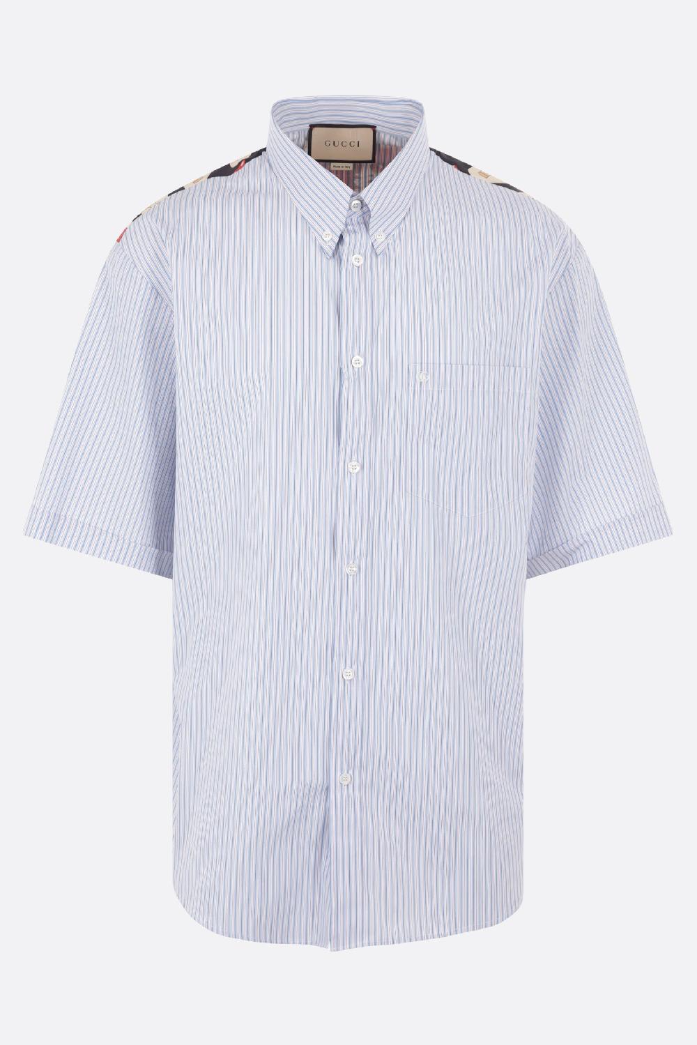 GUCCI camicia in popeline ricamo logo GG e carré stampato