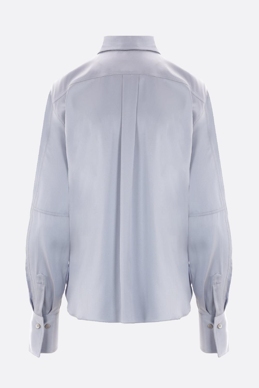 BRUNELLO CUCINELLI Camicia In Raso Stretch Con Monile