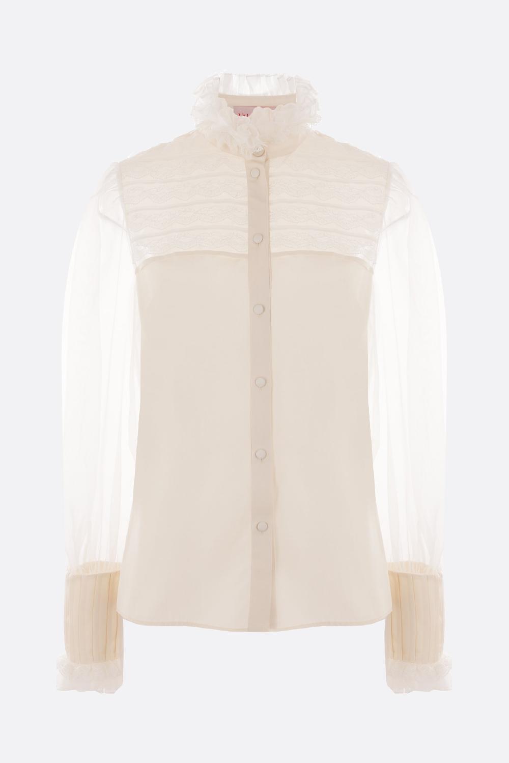 VALENTINO GARAVANI camicia in shantung organza e pizzo