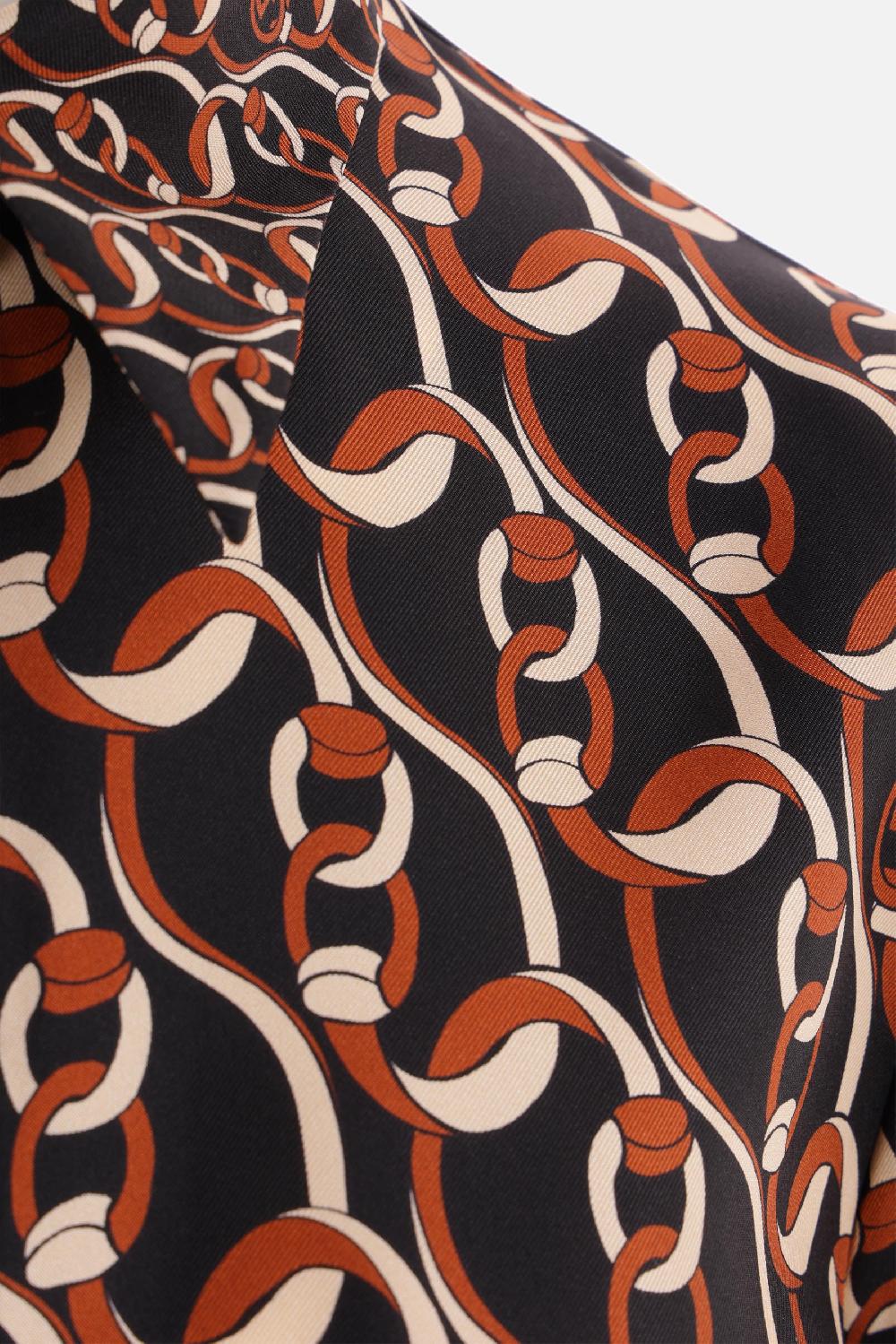 GUCCI Camicia In Twill Di Seta Stampa Catena Incrocio GG