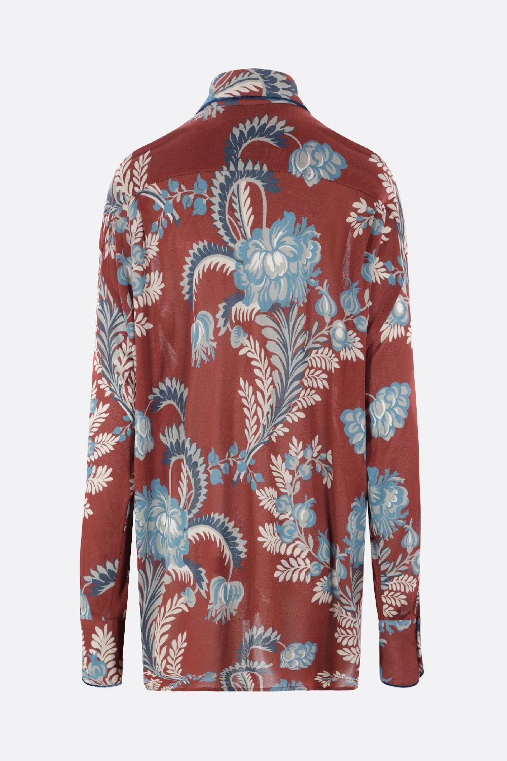 ETRO Camicia Over In Jersey Crepe Con Stampa Foliage Floreale