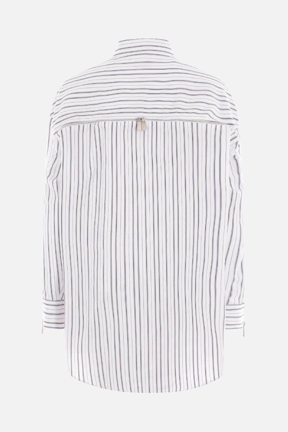 OFF WHITE Camicia Oversize In Popeline A Righe Con Zip