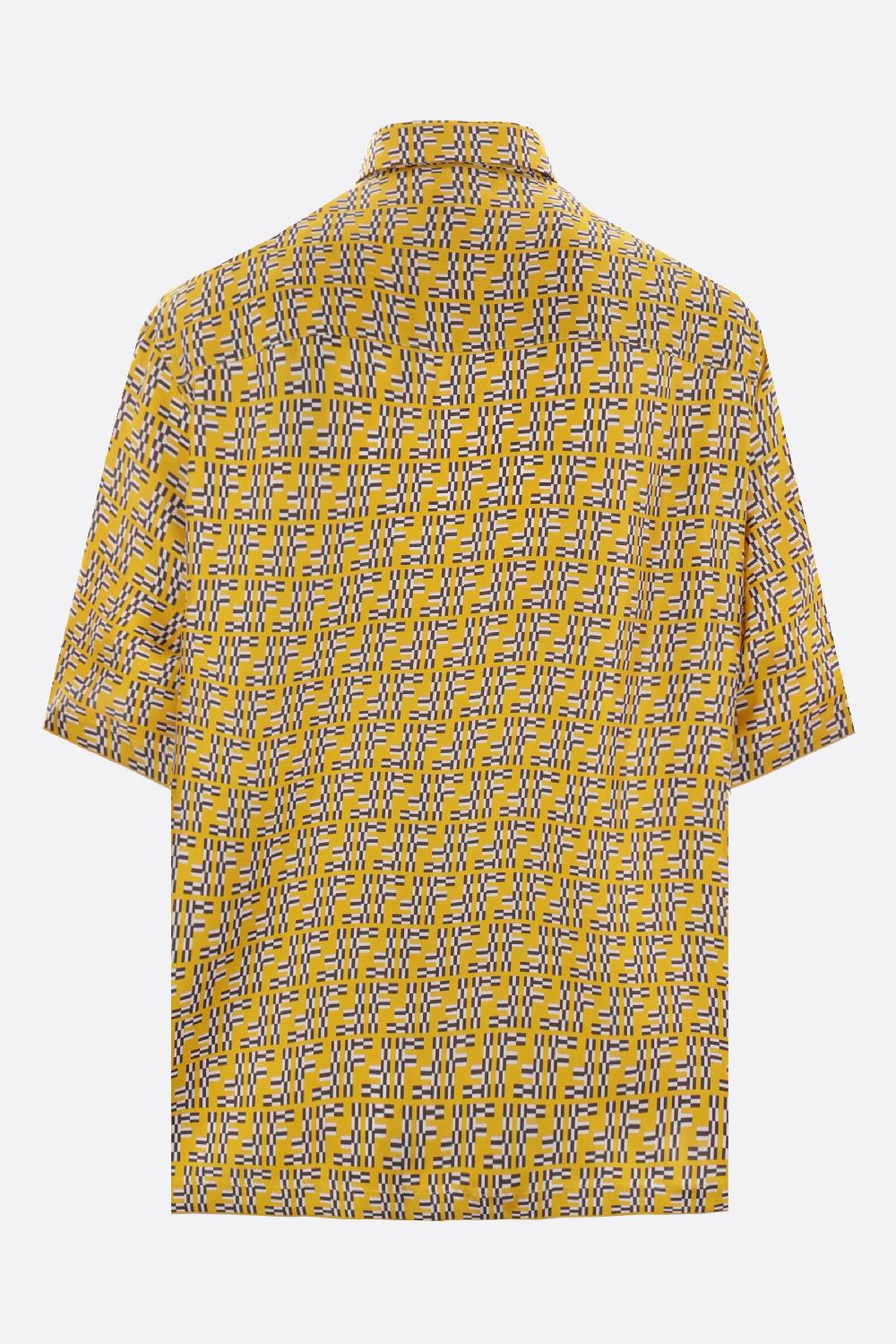 FENDI Camicia Oversize In Twill Di Seta Stampa FF Labyrinth