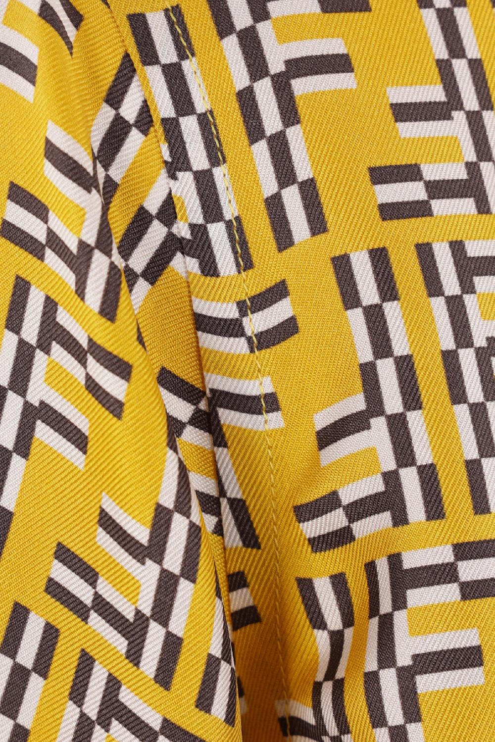 FENDI Camicia Oversize In Twill Di Seta Stampa FF Labyrinth