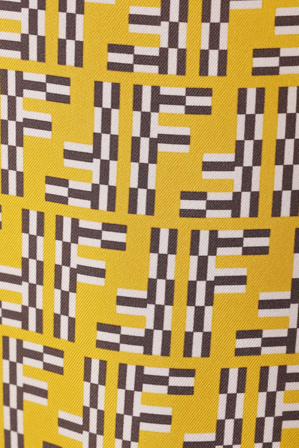 FENDI Camicia Oversize In Twill Di Seta Stampa FF Labyrinth