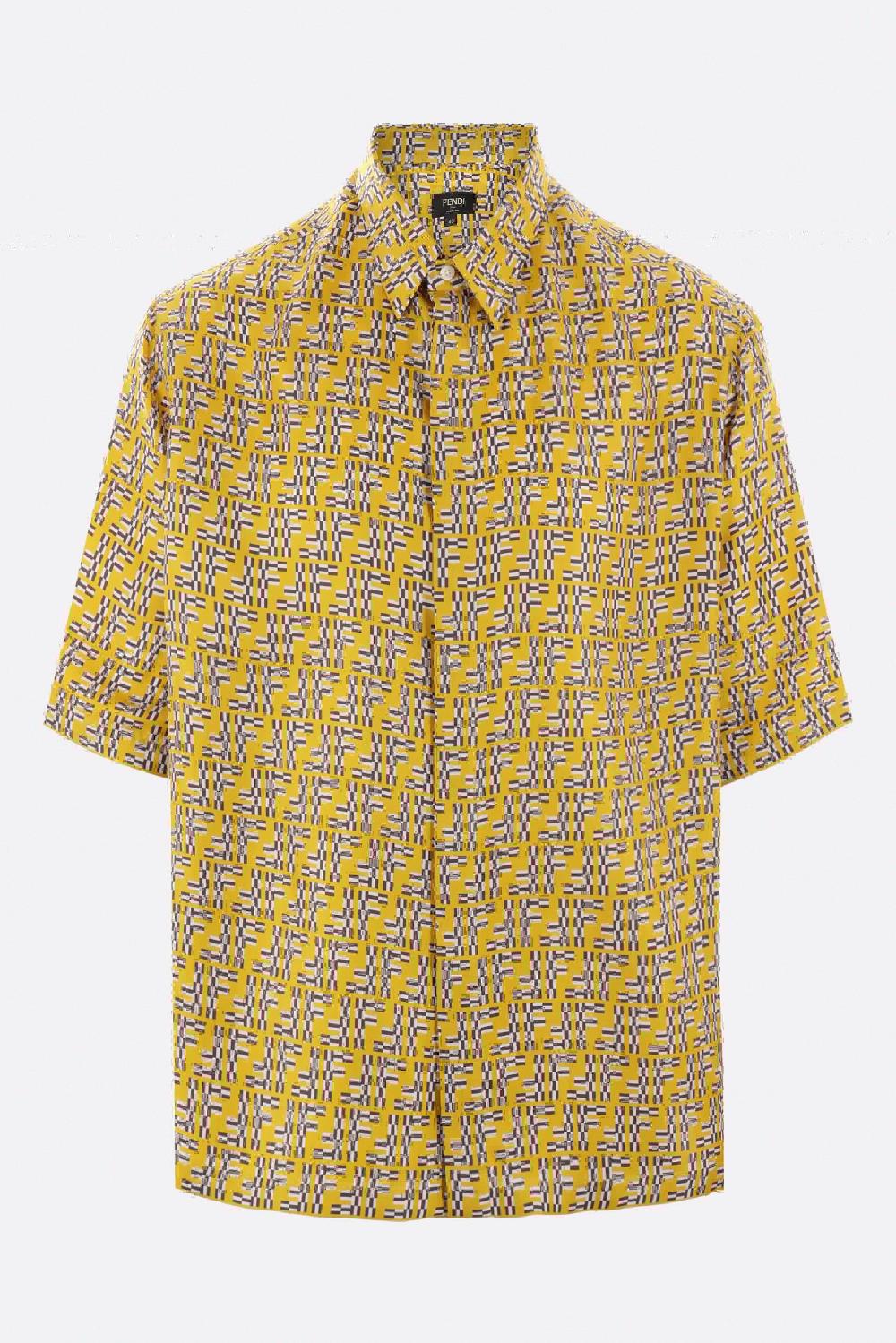 FENDI Camicia Oversize In Twill Di Seta Stampa FF Labyrinth