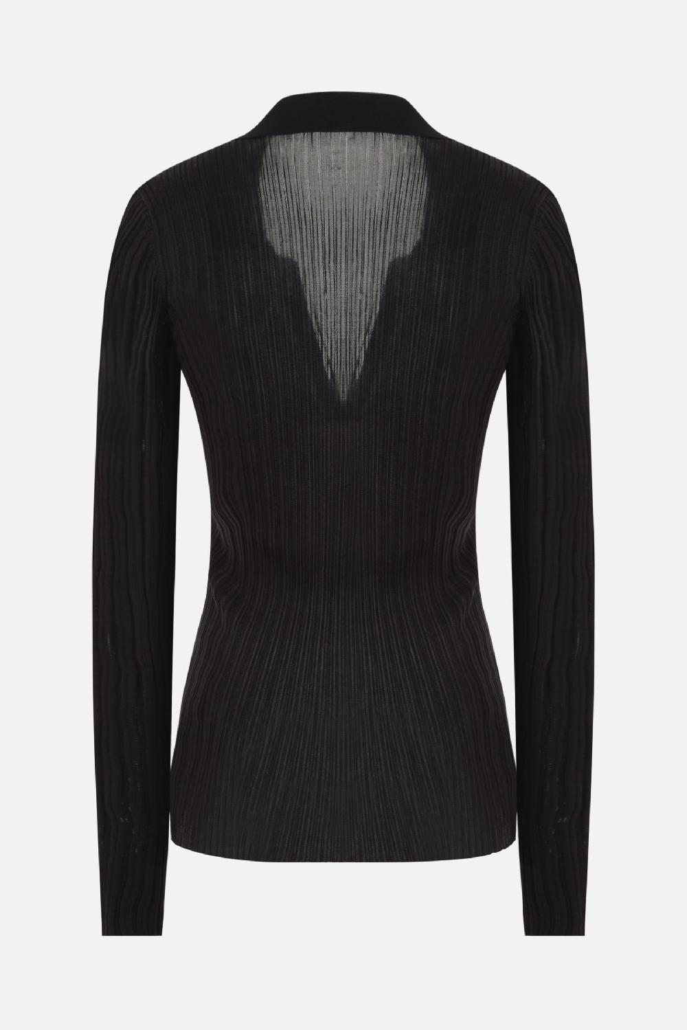 DURAZZI MILANO Camicia Polo Aderente In Maglia Di Seta A Costine