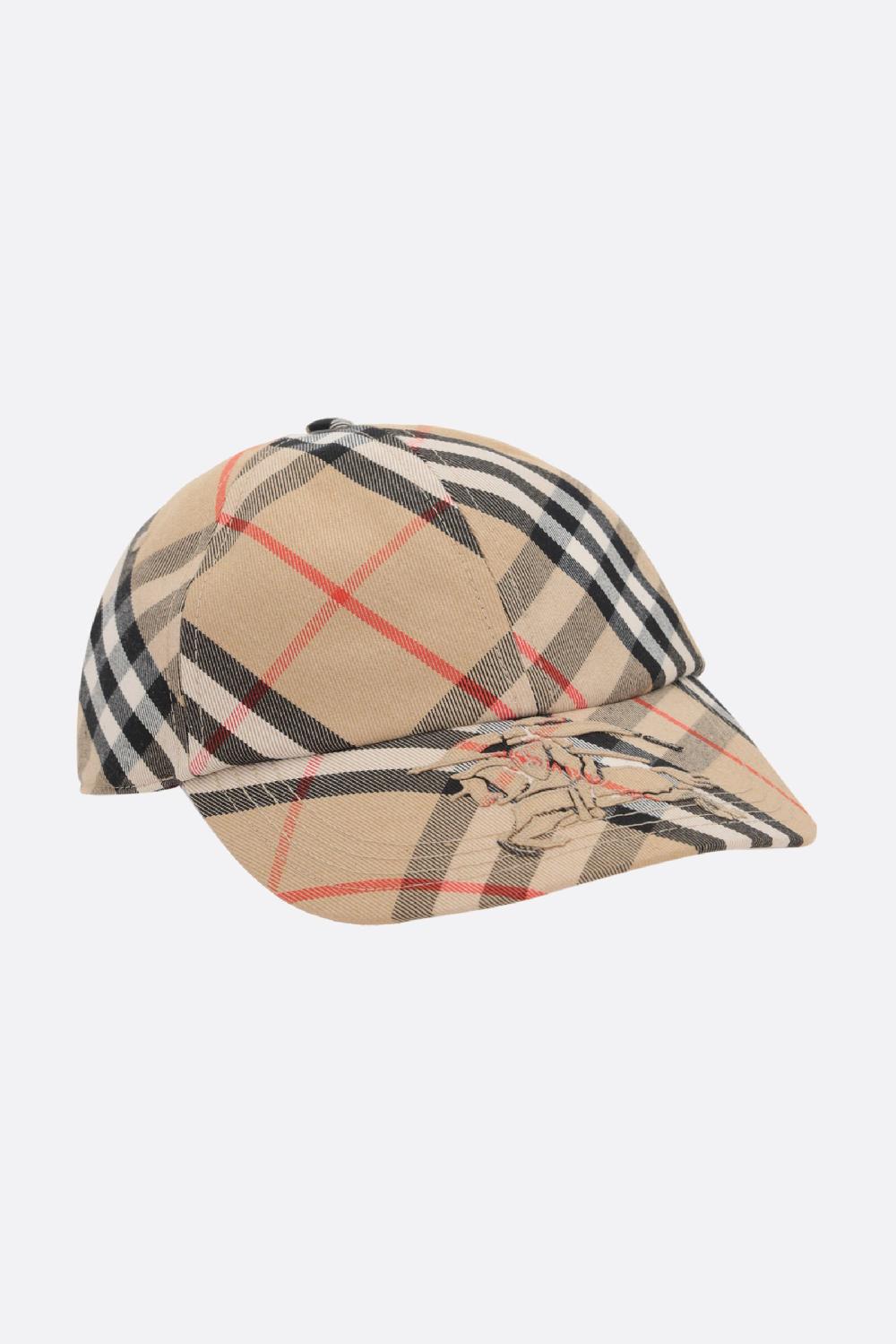 BURBERRY Cappello Baseball Bias In Misto Cotone Check