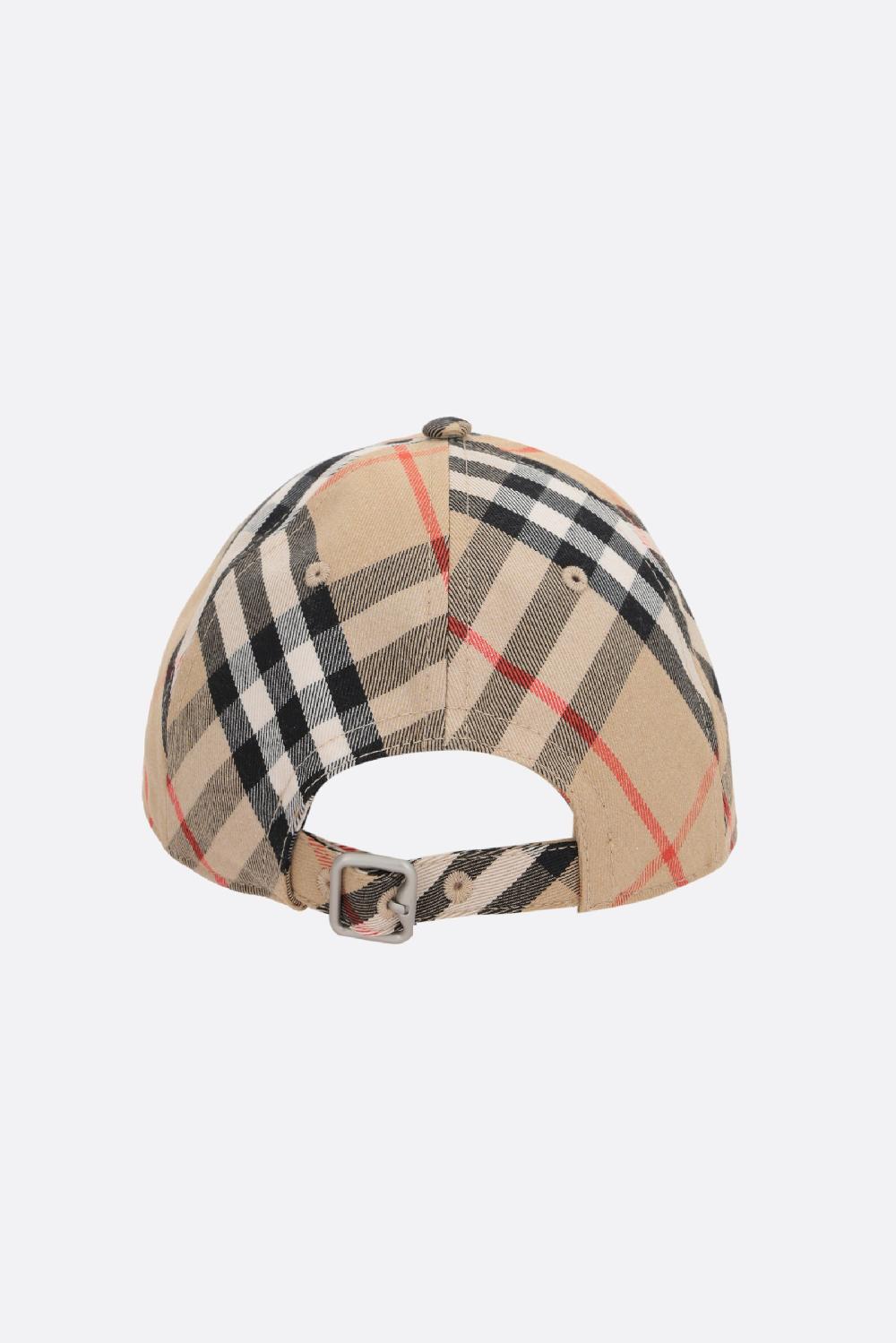 BURBERRY Cappello Baseball Bias In Misto Cotone Check