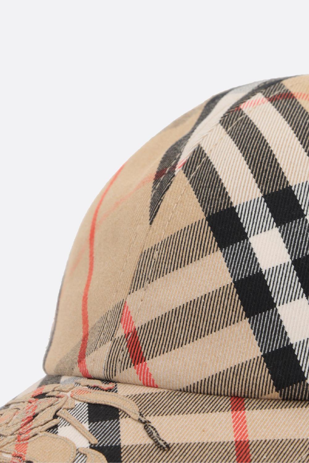BURBERRY Cappello Baseball Bias In Misto Cotone Check