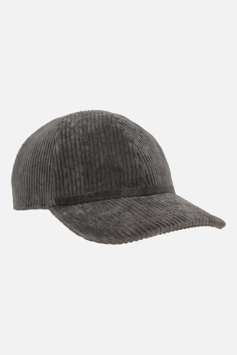 BRUNELLO CUCINELLI Cappello Baseball In Velluto A Costine Con Shiny Band