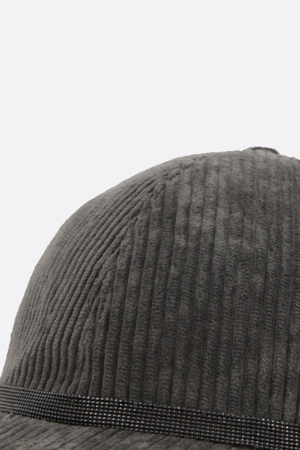 BRUNELLO CUCINELLI Cappello Baseball In Velluto A Costine Con Shiny Band