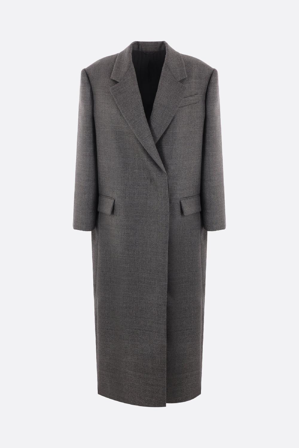 BRUNELLO CUCINELLI cappotto doppiopetto in lana con monile