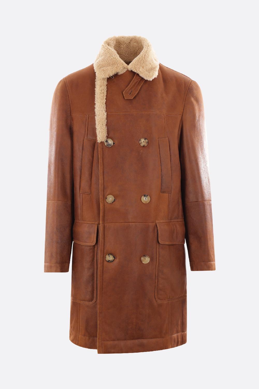 BRUNELLO CUCINELLI cappotto doppiopetto in shearling nappato