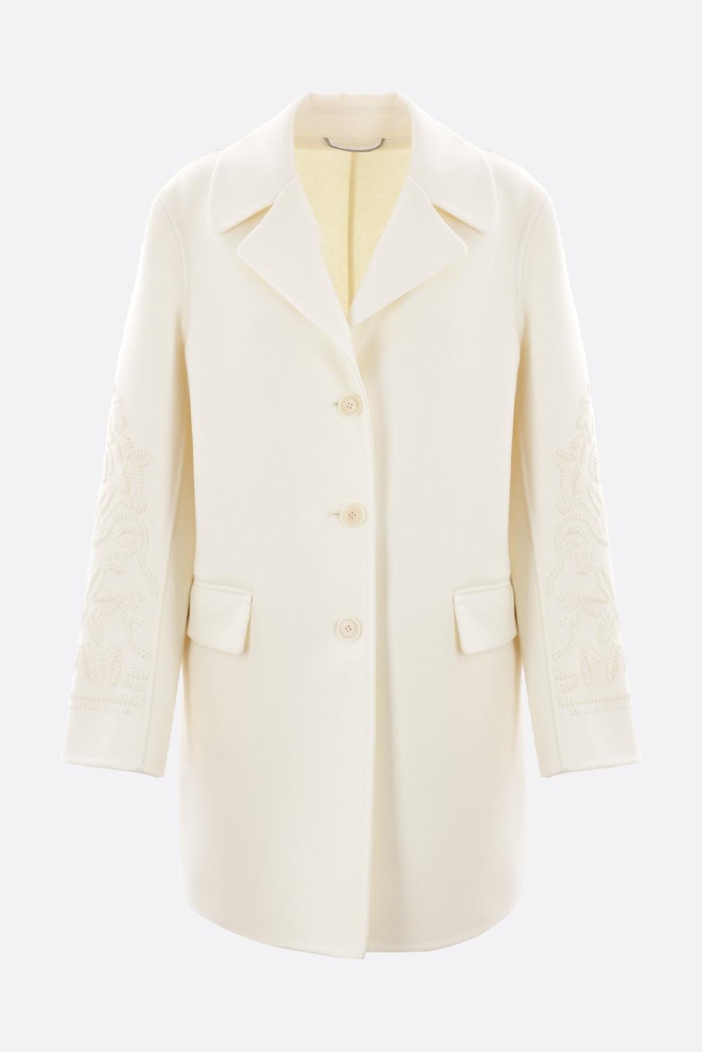 ERMANNO SCERVINO cappotto in panno di lana con ricamo floreale