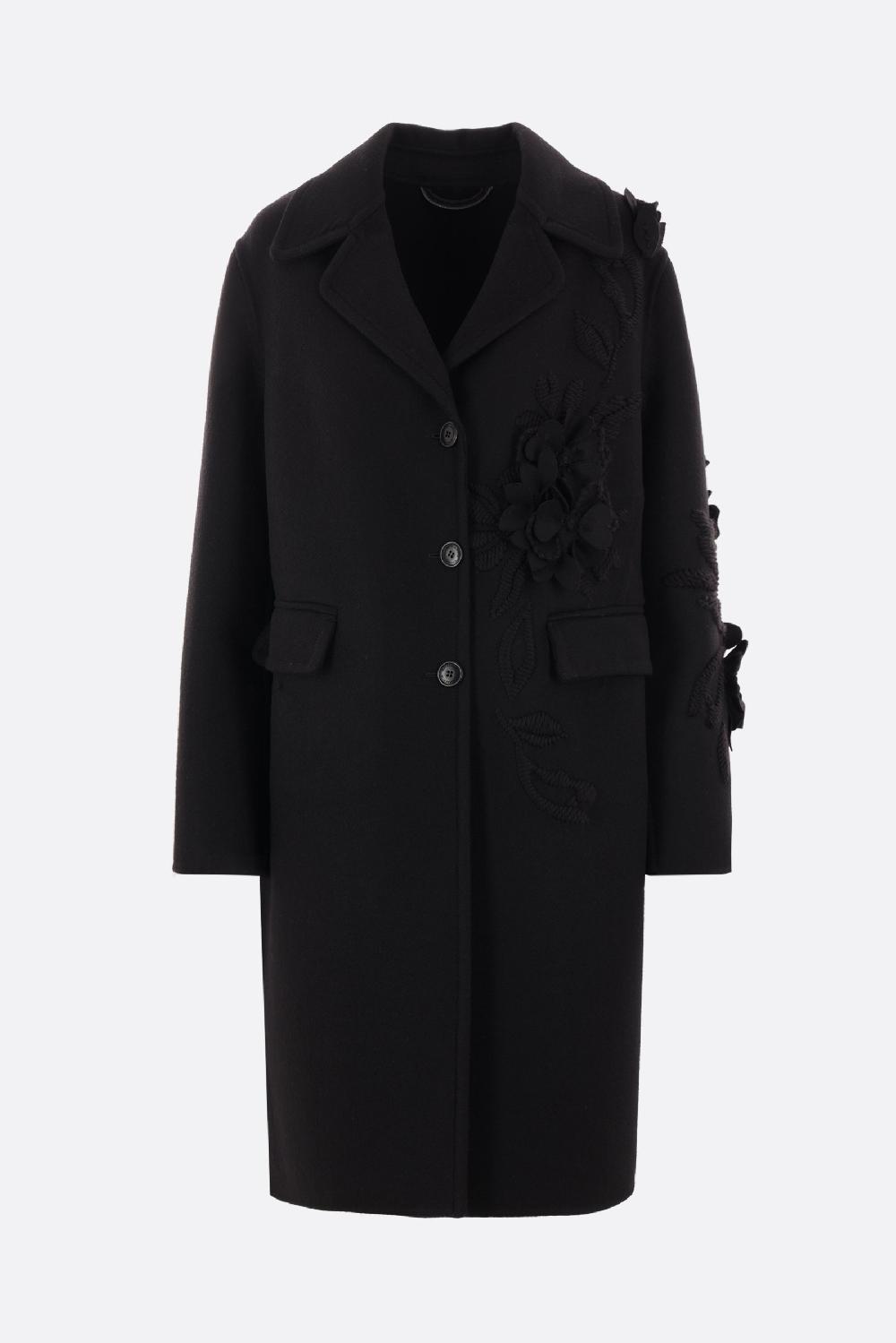 ERMANNO SCERVINO cappotto in panno di lana con ricamo floreale