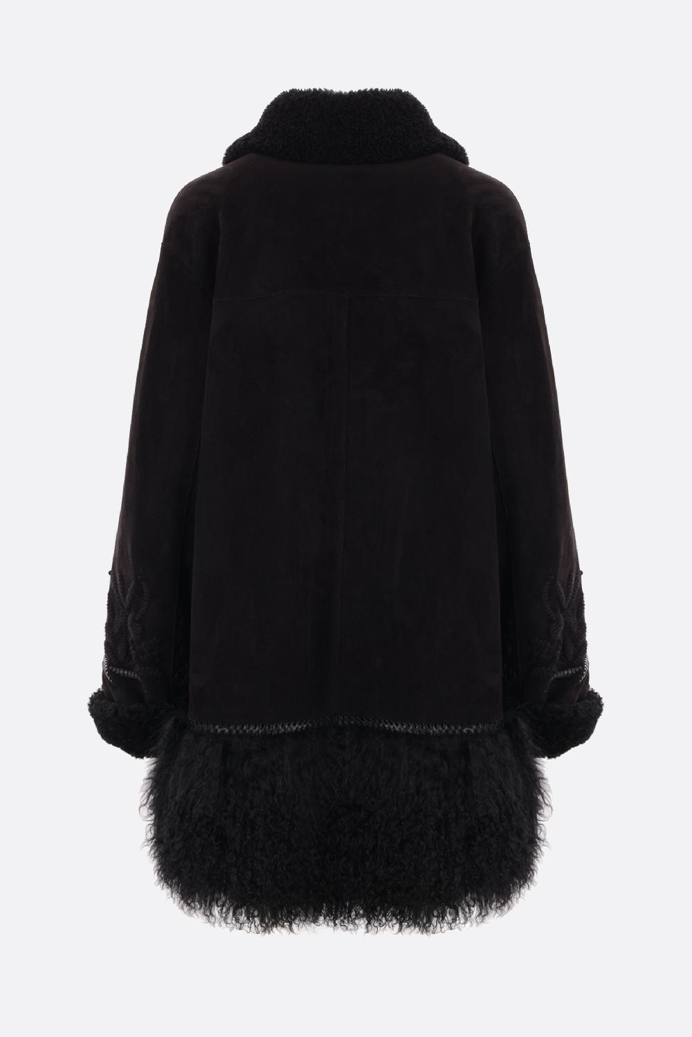 ERMANNO SCERVINO Cappotto In Shearling Con Ricami E Pelliccia