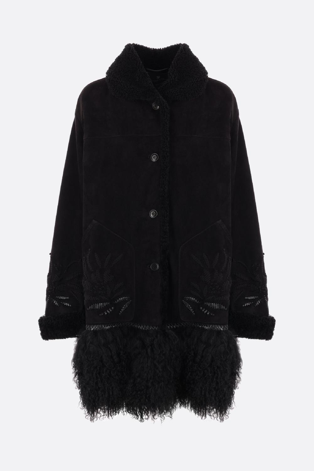 ERMANNO SCERVINO cappotto in shearling con ricami e pelliccia