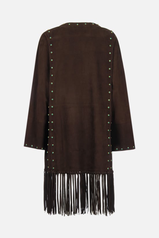 VALENTINO WOMAN Cappotto In Suede Con Frange E Decorazione Gioiello