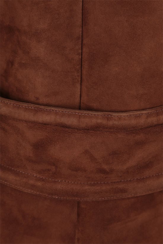 MIU MIU Cappotto Monopetto In Suede Con Patch Fiori