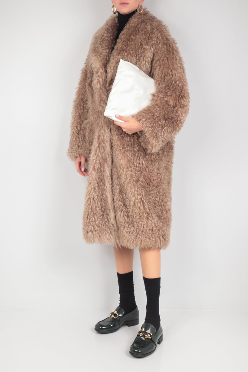 BECAGLI Cappotto Monopetto Oversize In Pelliccia Di Misto Mohair