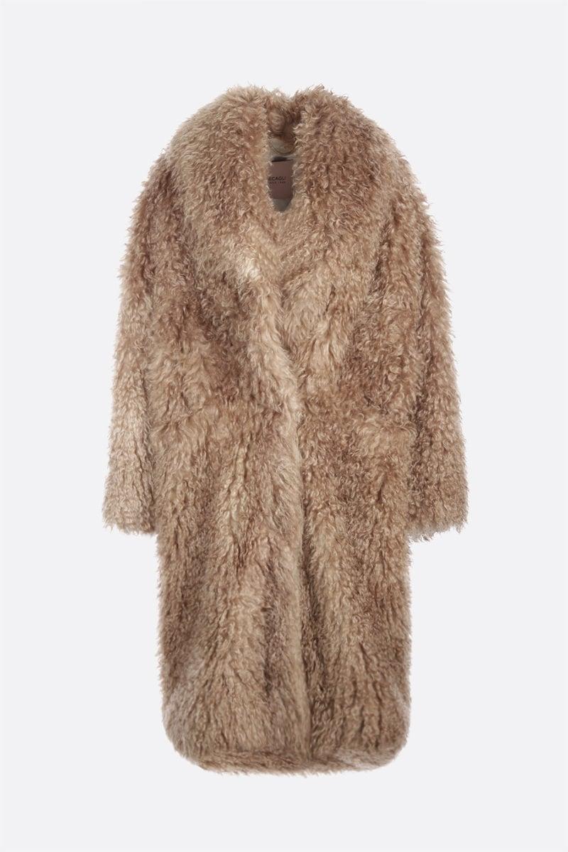 BECAGLI cappotto monopetto oversize in pelliccia di misto mohair