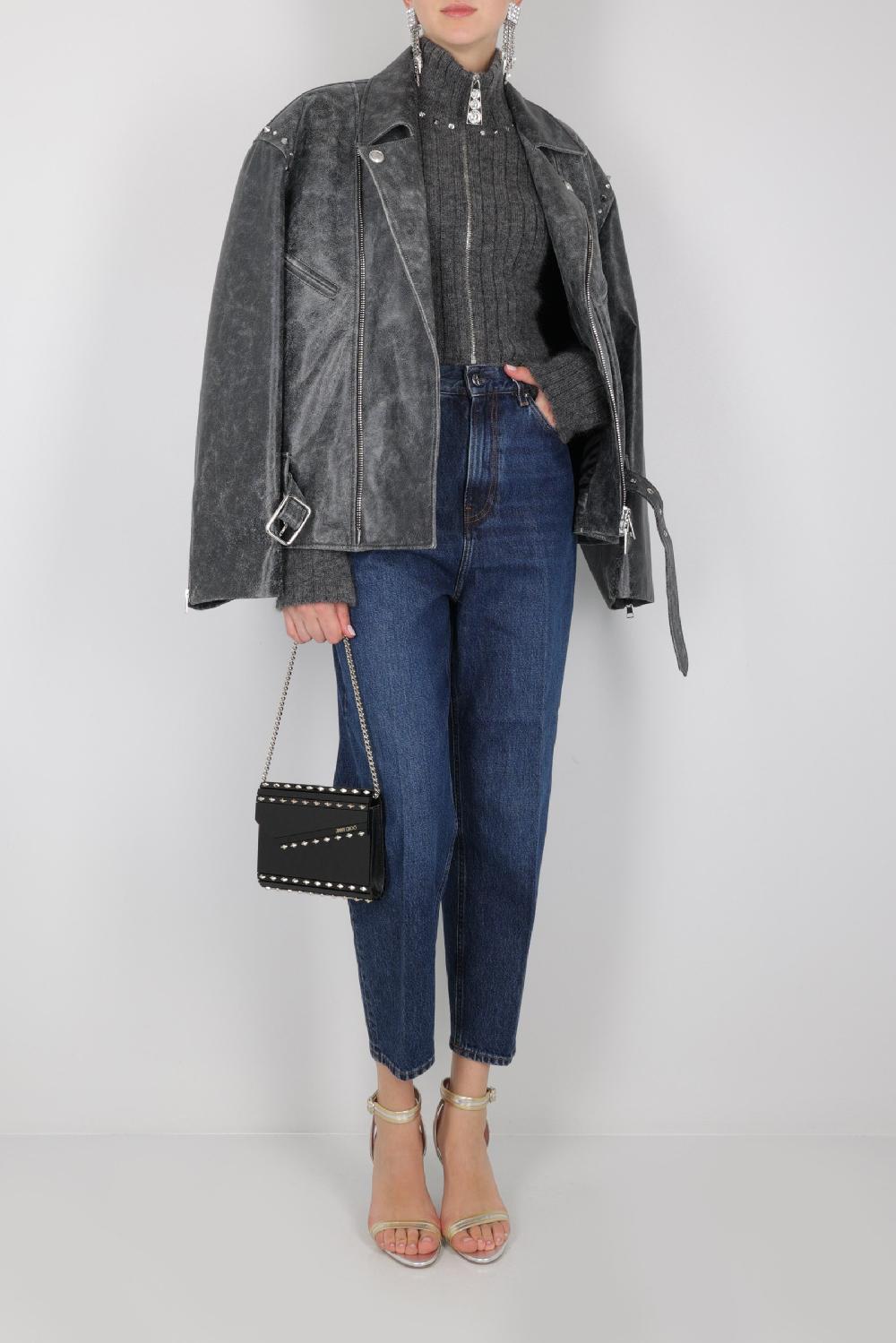 ALESSANDRA RICH Cardigan Cropped Full-zip In Misto Lana