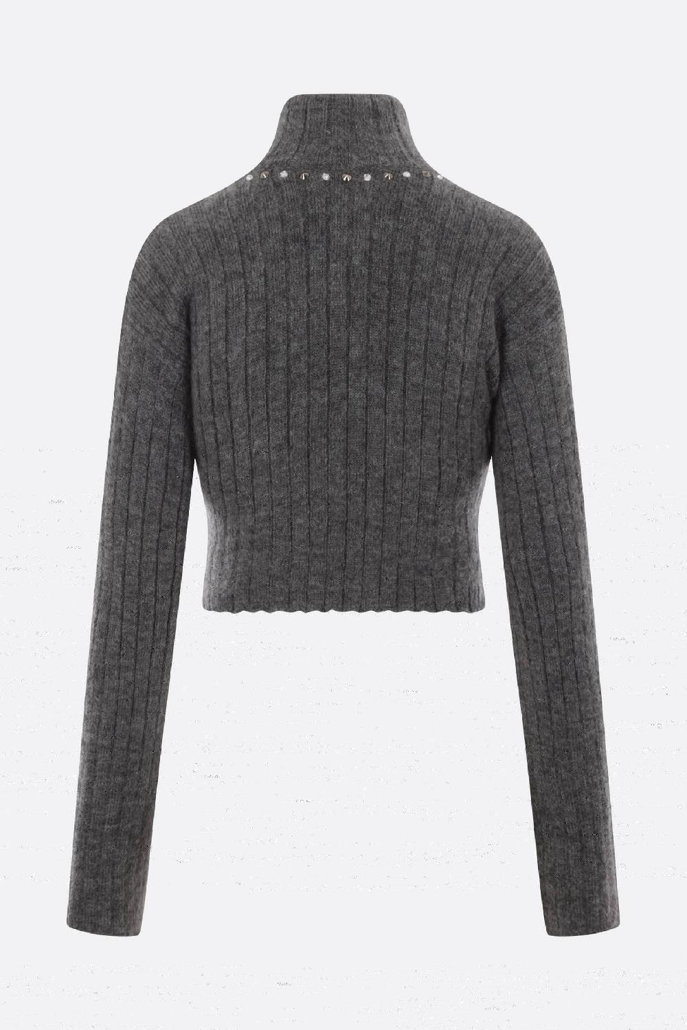 ALESSANDRA RICH Cardigan Cropped Full-zip In Misto Lana