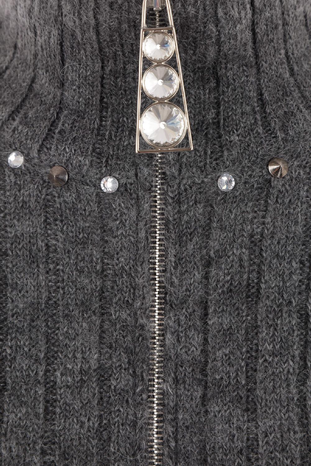 ALESSANDRA RICH Cardigan Cropped Full-zip In Misto Lana