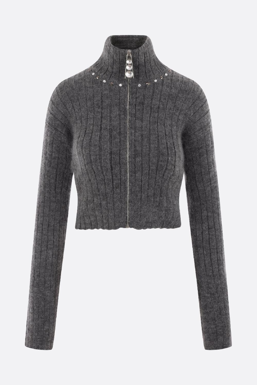 ALESSANDRA RICH cardigan cropped full-zip in misto lana