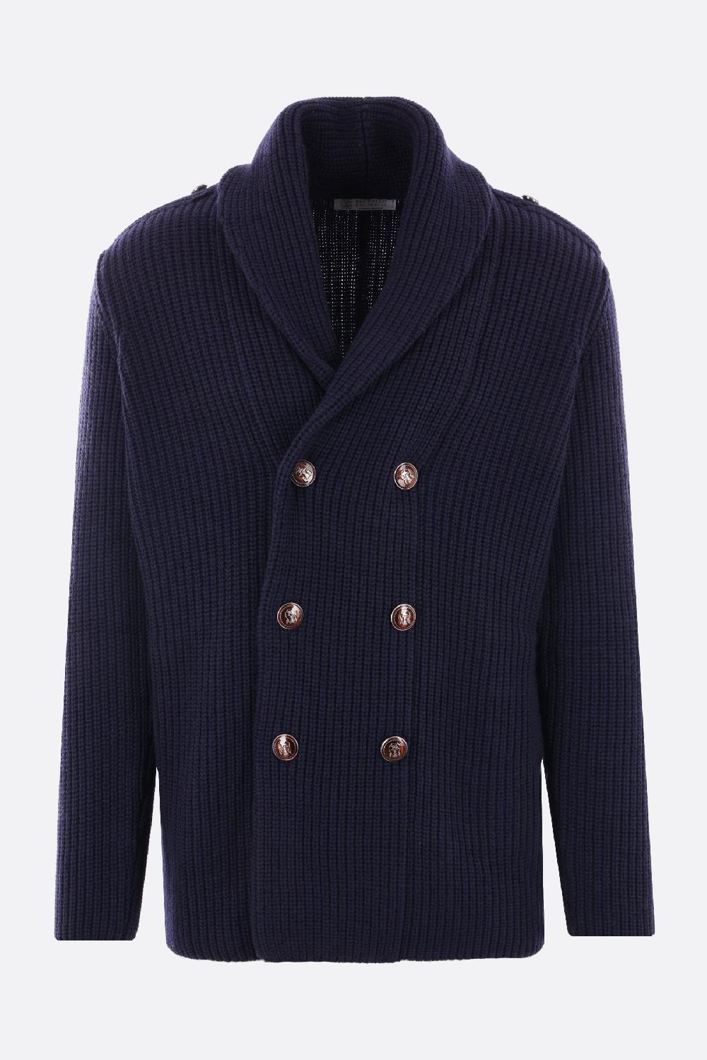 BRUNELLO CUCINELLI cardigan doppiopetto in lana cashmere e seta