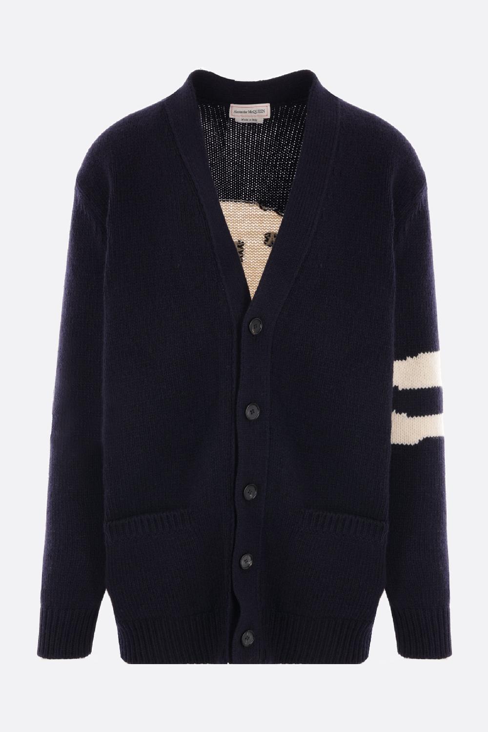 ALEXANDER McQUEEN cardigan in lana e cashmere con intarsio Teschio