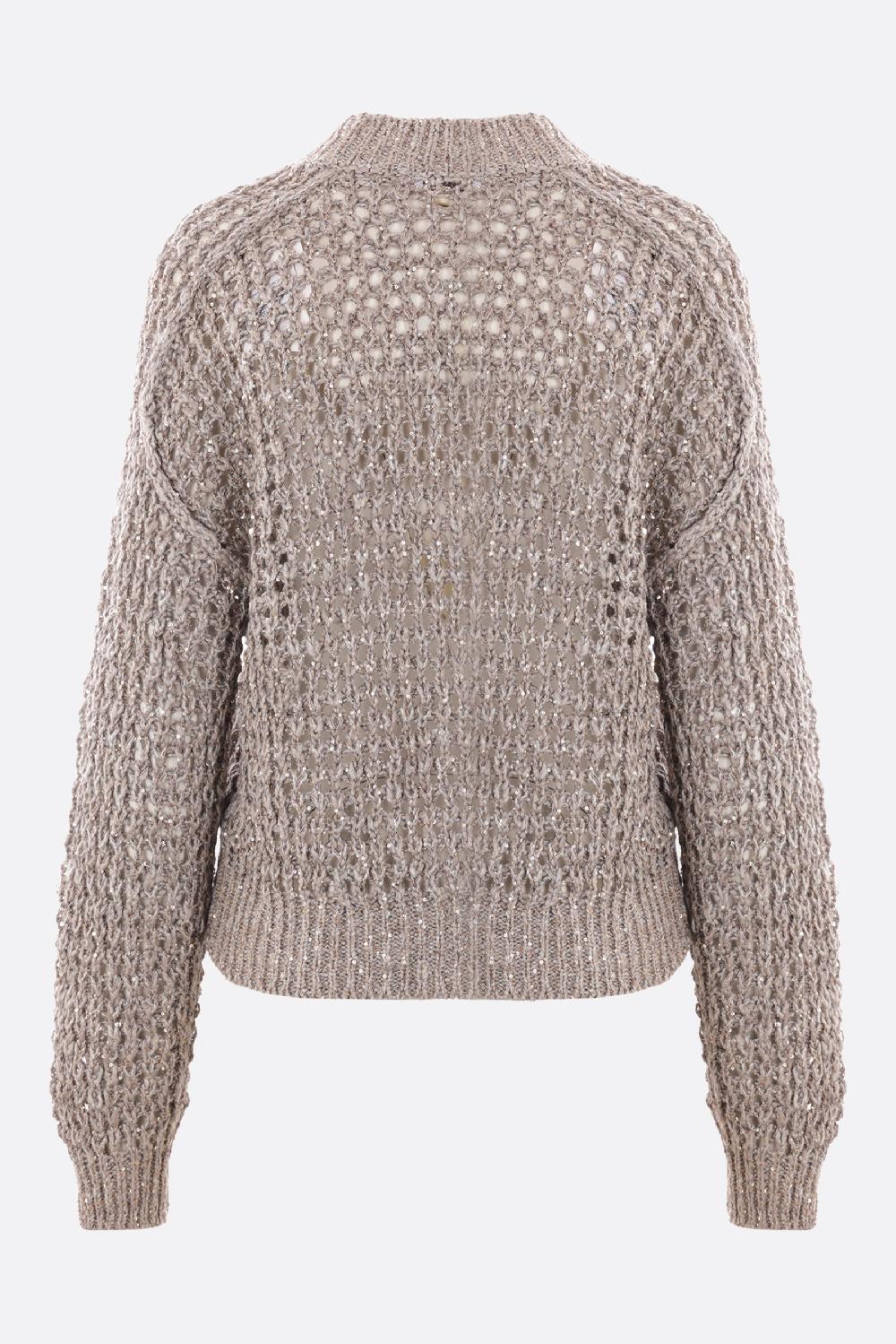 BRUNELLO CUCINELLI Cardigan In Misto Seta E Lino Con Paillettes