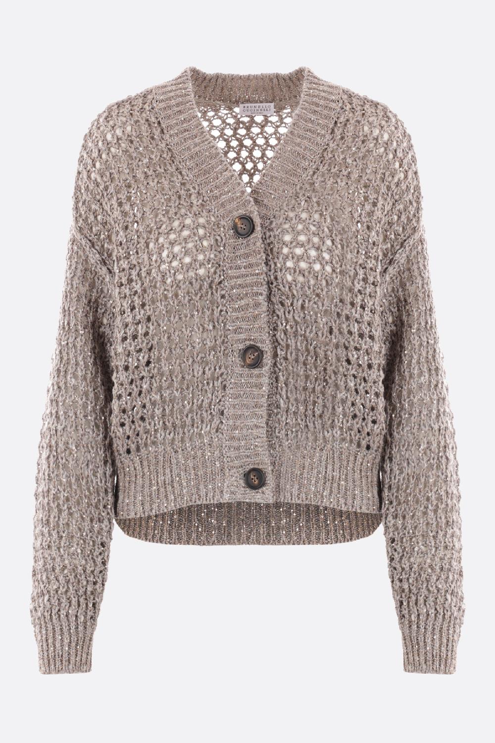 BRUNELLO CUCINELLI cardigan in misto seta e lino con paillettes