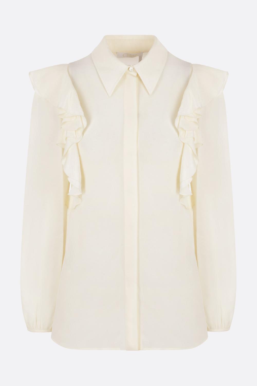 CHLOÉ camicia con volant in crepe de chine