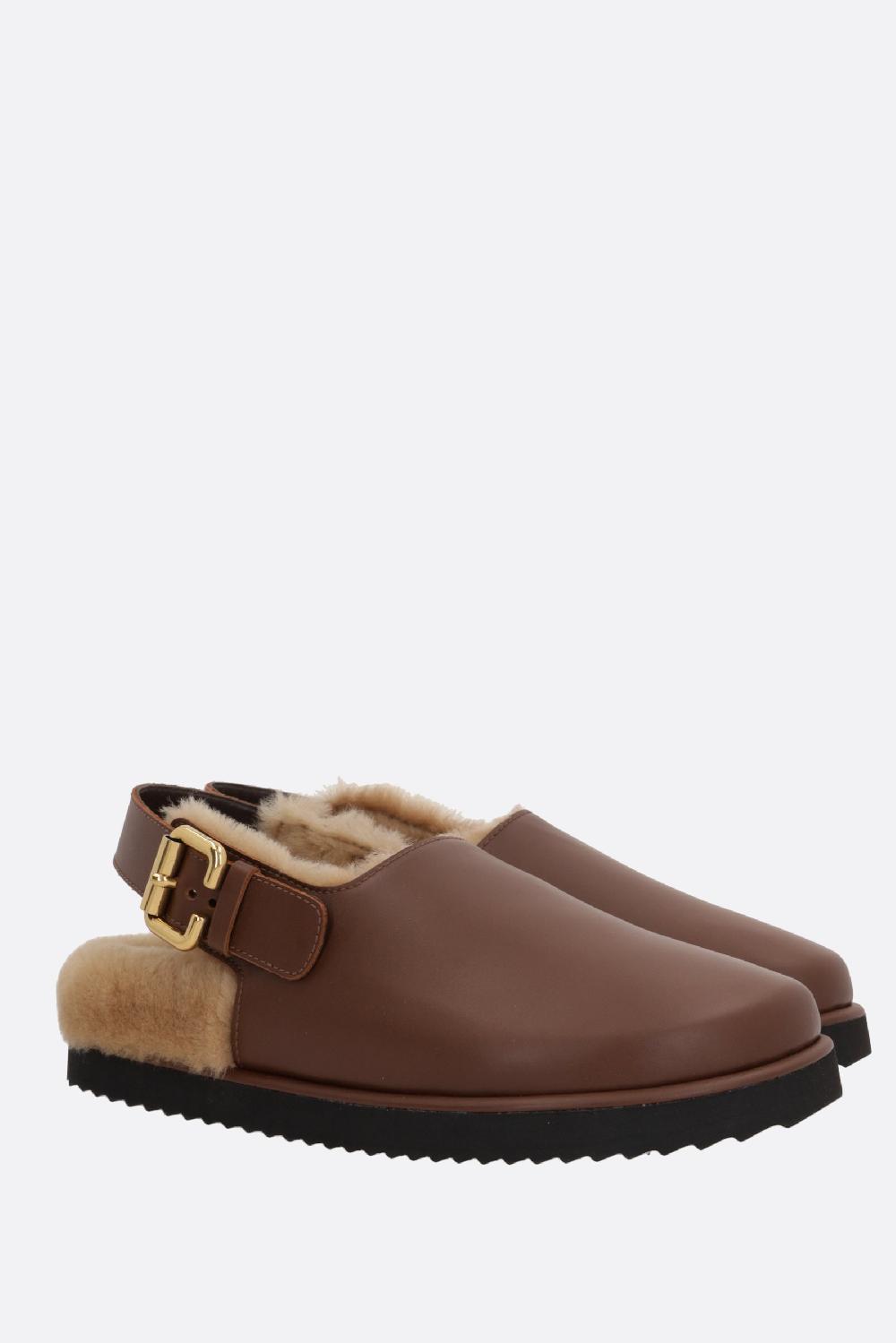 CHLOÉ Mule Flat Nil In Pelle Liscia E Shearling