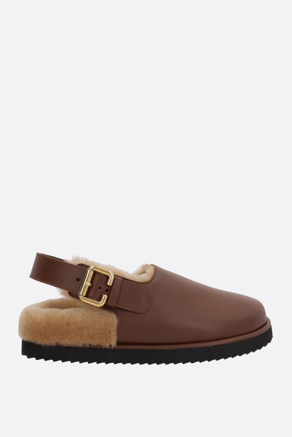 CHLOÉ Mule Flat Nil In Pelle Liscia E Shearling