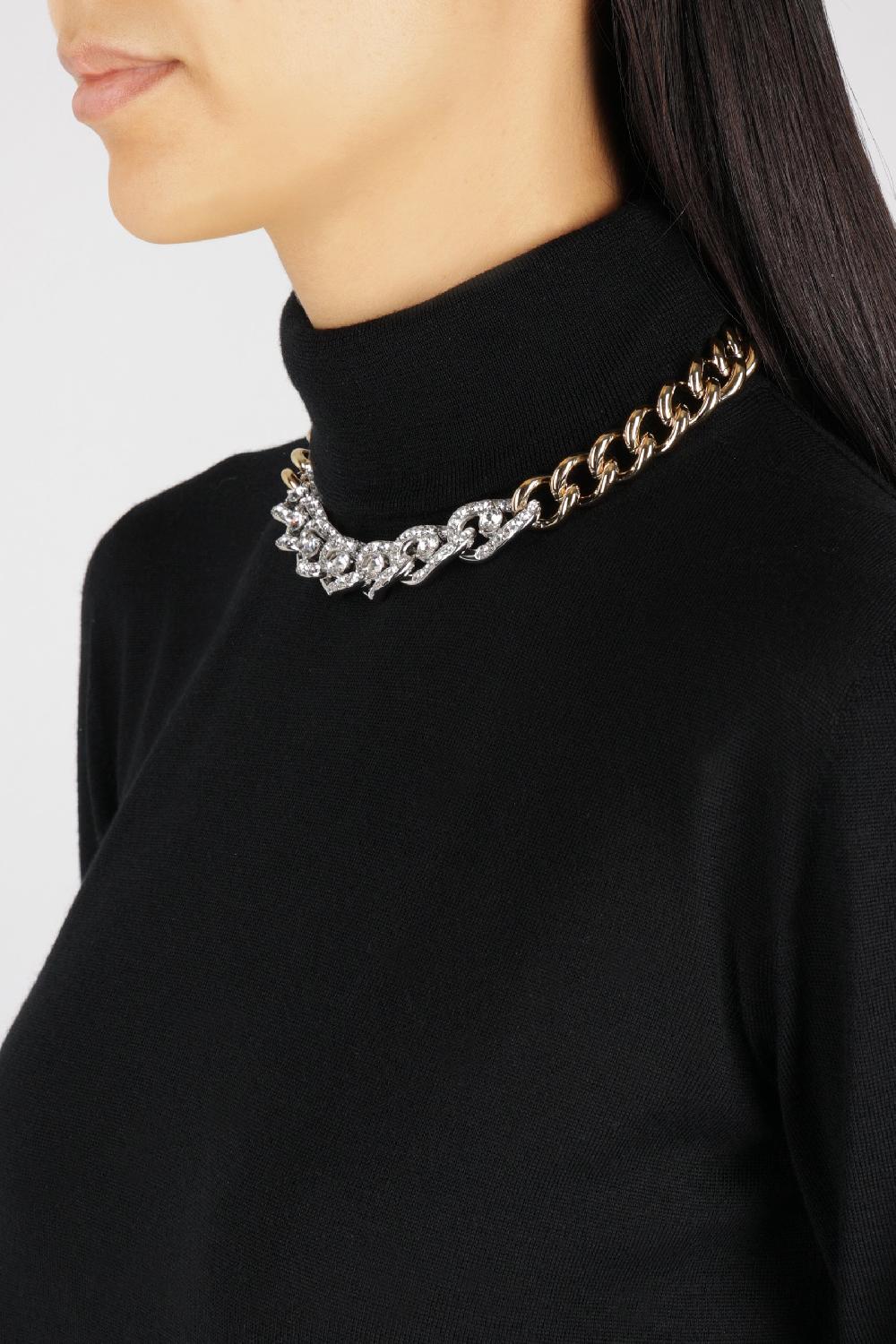AMINA MUADDI Choker A Catena Matthew In Metallo Con Cristalli