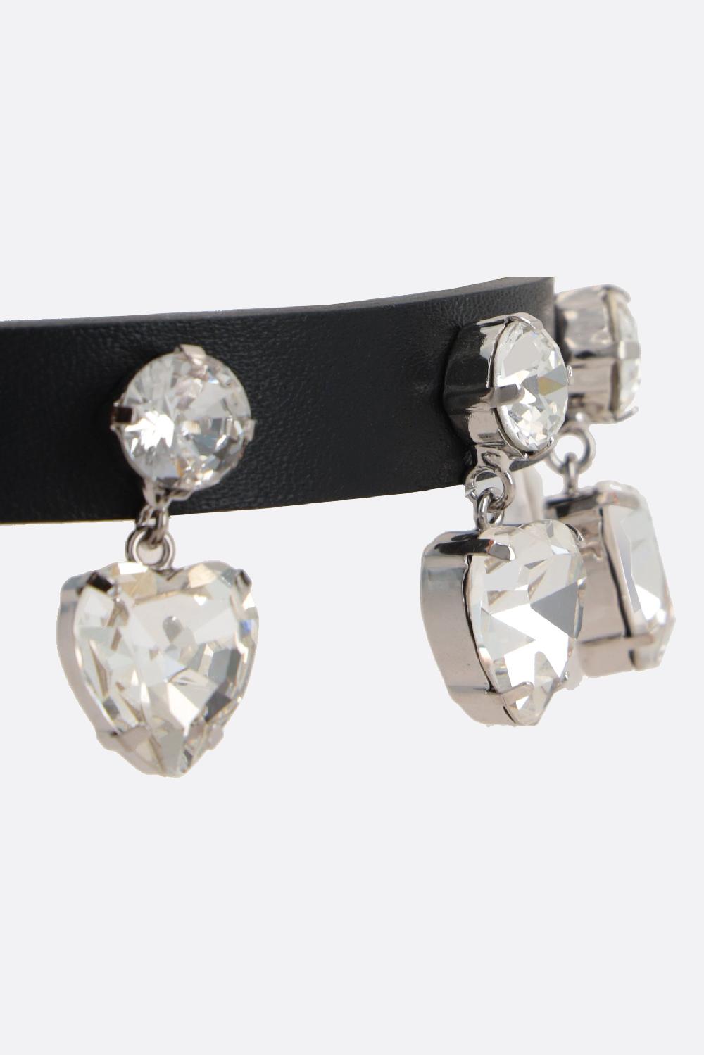 ALESSANDRA RICH Choker In Pelle Con Pendenti A Cuore