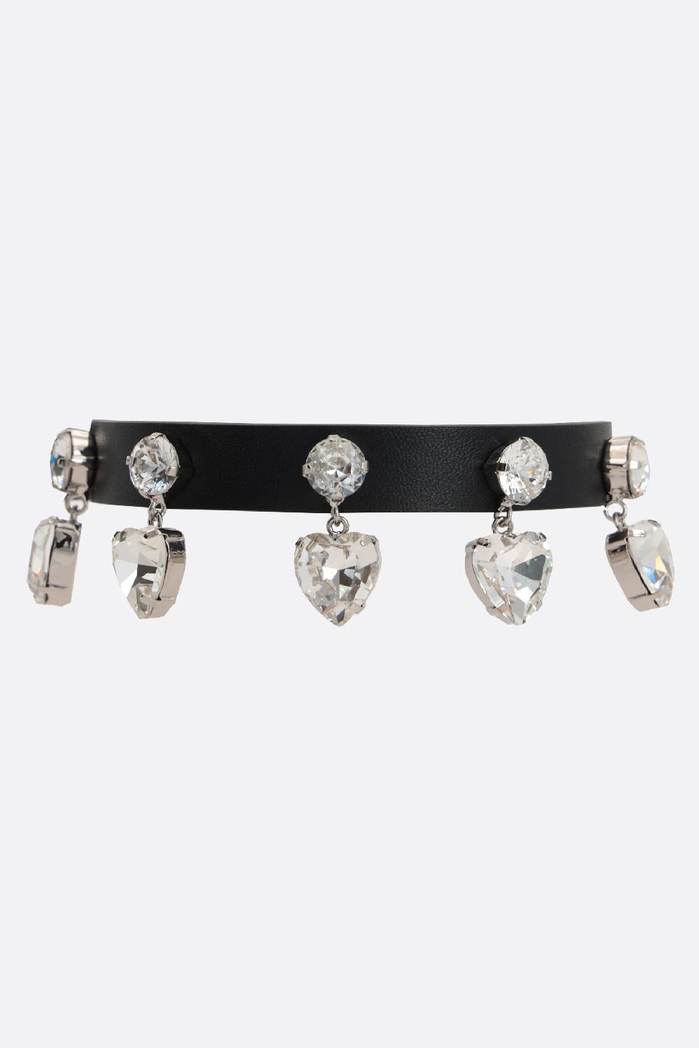 ALESSANDRA RICH choker in pelle con pendenti a cuore
