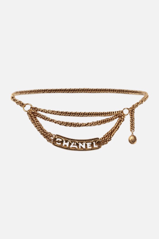 CHANEL VINTAGE WOMAN cintura a catena in metallo con logo