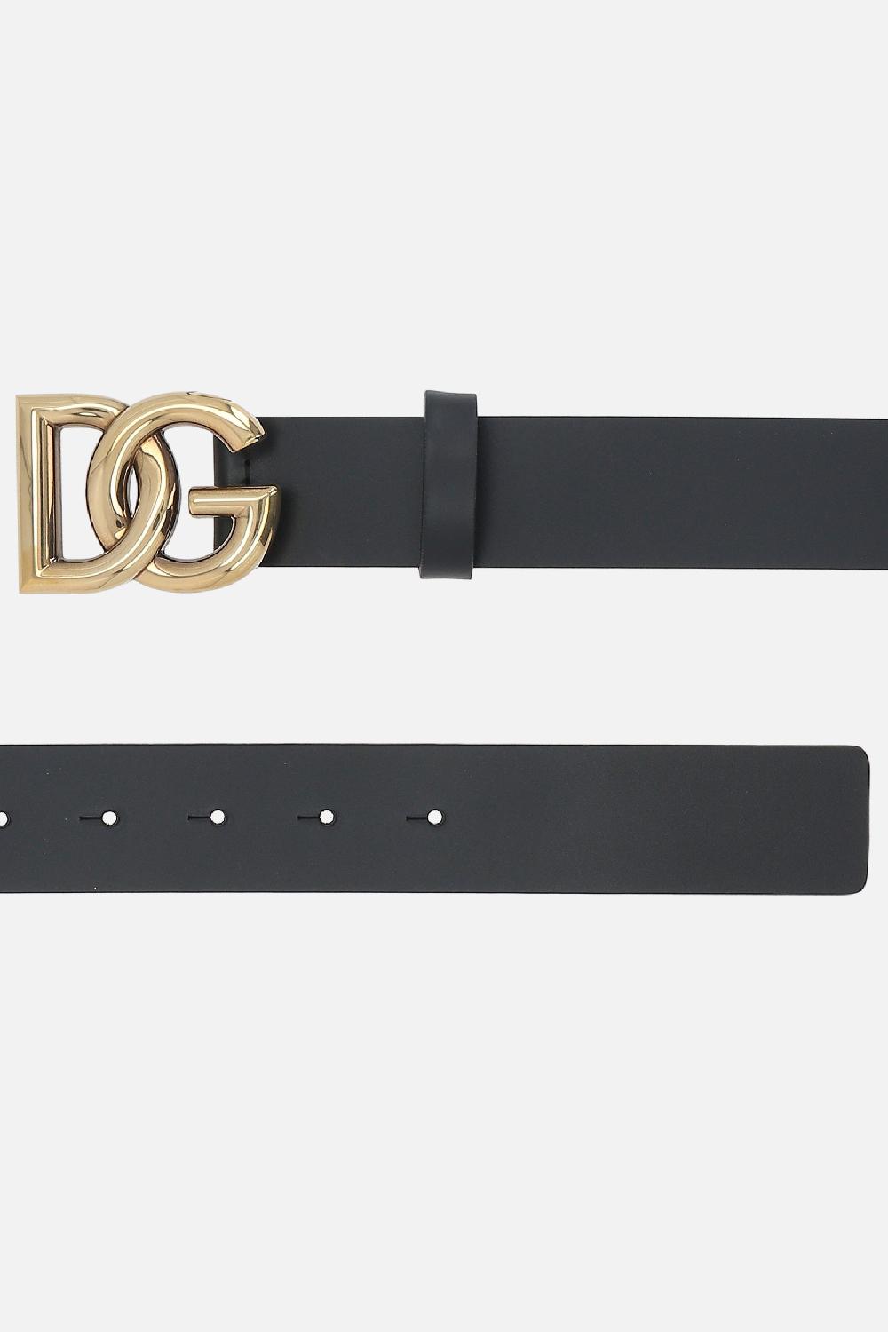 DOLCE & GABBANA Cintura In Pelle Liscia Con Fibbia Logo DG