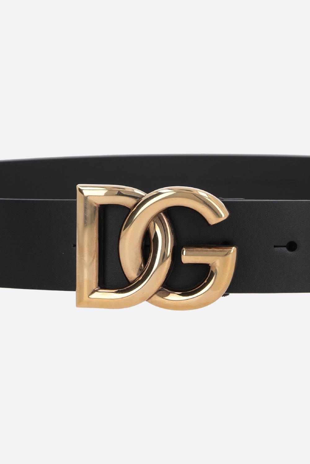 DOLCE & GABBANA Cintura In Pelle Liscia Con Fibbia Logo DG
