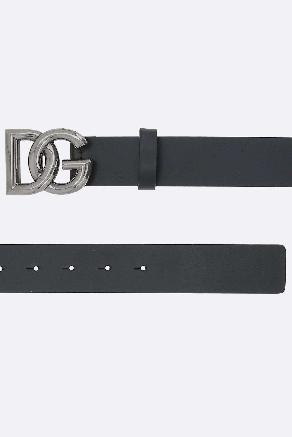 DOLCE & GABBANA Cintura In Pelle Liscia Con Fibbia Logo DG