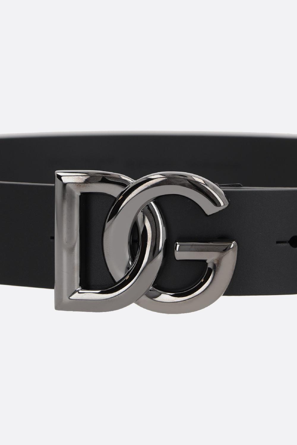 DOLCE & GABBANA Cintura In Pelle Liscia Con Fibbia Logo DG